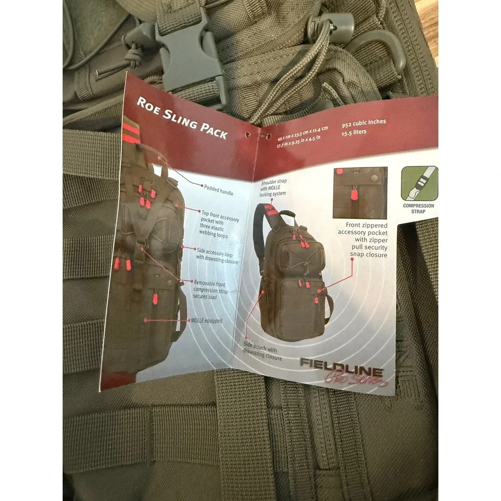 Fieldline Pro Series Roe Sling Pack Tactical Hunting Backpack MOLLE NWT Green